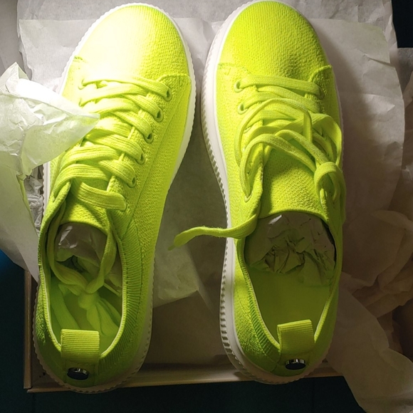 neon green platform sneakers